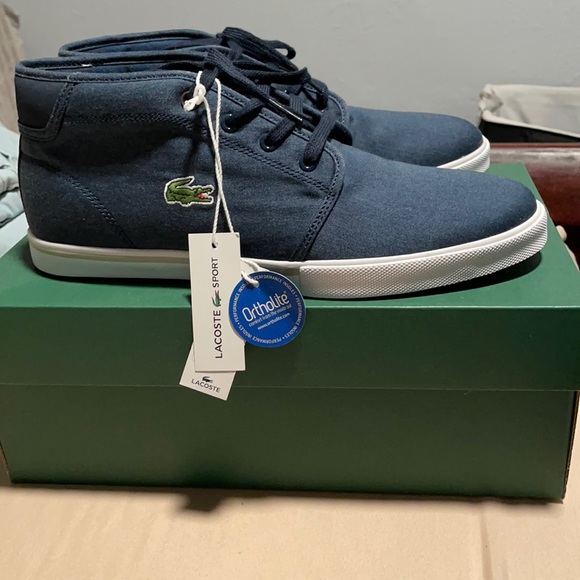 Lacoste Shoes | Lacoste Ampthill Mid Mens Dark Blue Sneakers Nib | Color: Blue | Size: 9 | Rubijaimes27's Closet